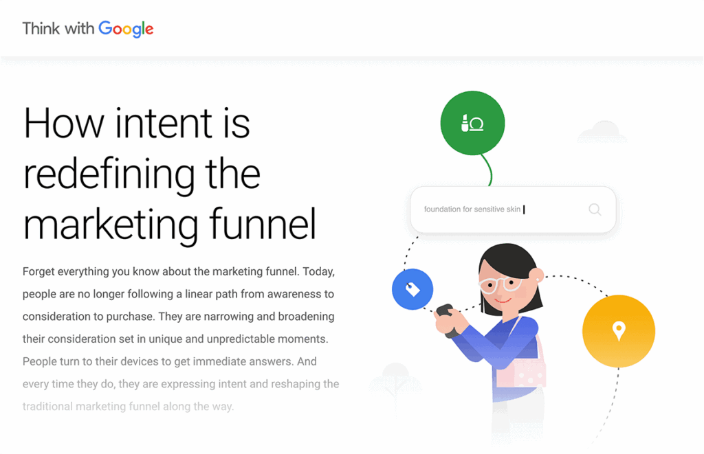A visual representation of search intent showing users searching for information, products, or services online with on-page SEO optimization